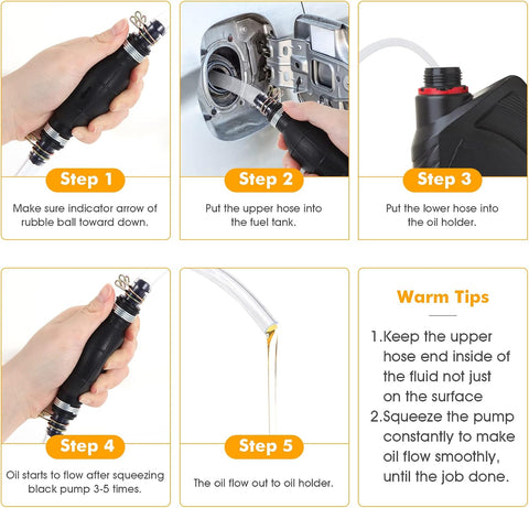 H-veenjor Gasoline Siphon Hose Pump, Hand Water Transfer Pump