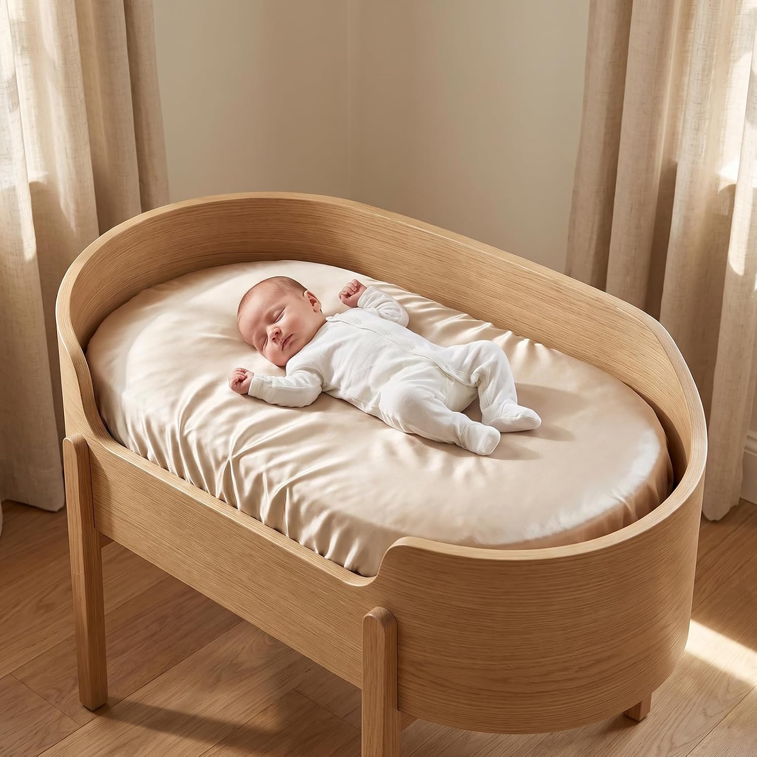 Baby Bassinet Sheets for Baby Boy Girls,4-Pack Fitted Bassinet Sheets Set Compatible with Halo Bassinest Swivel Sleeper,Baby Delight,Angelbliss,32"X16" (Brown & Green)
