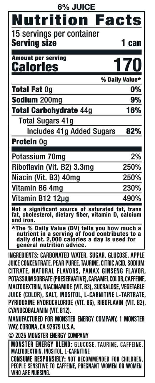 Monster Energy Juice Bad Apple, Energy + Juice, Energy Drink, 16 Ounce (Pack of 15)
