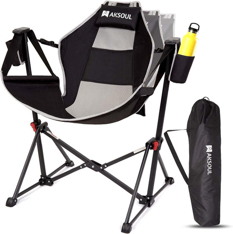 AKSOUL Hammock Camping Chair Swinging: Foldable & Portable Swing Chairs with Storage Bag - 265lbs Adult Weight Capacity - Folding Rocking for Lawn Camp Stargazer Outdoor