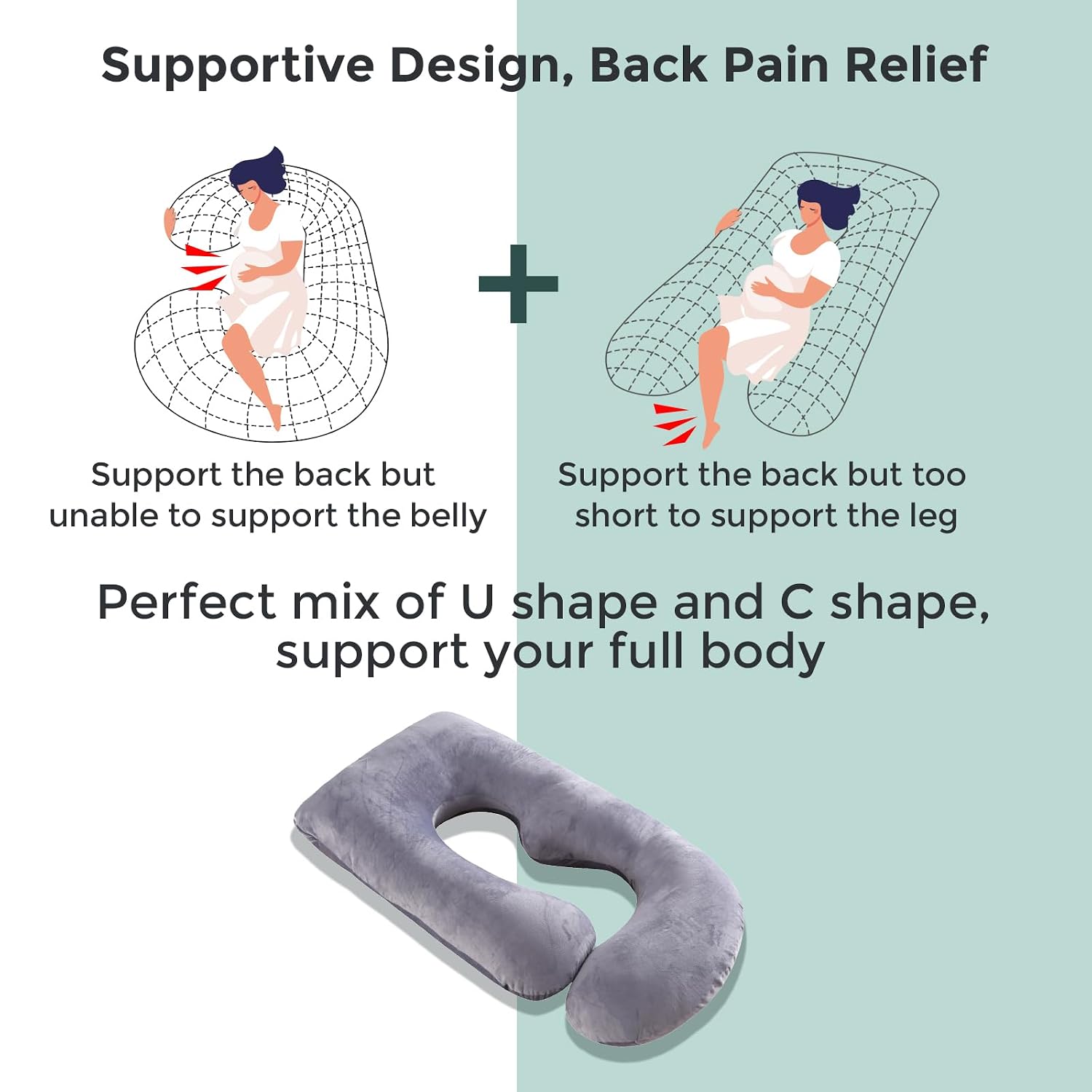 Momcozy Pregnancy Pillow for Sleeping - U Shaped Full Body Maternity Pillow