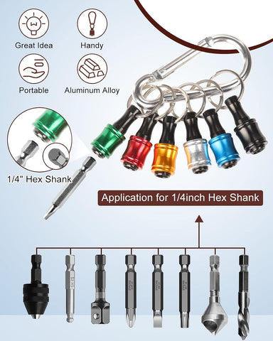 Katerk 6pcs 1/4 Inch Hex Shank Aluminum Alloy Screwdriver Bits Holder