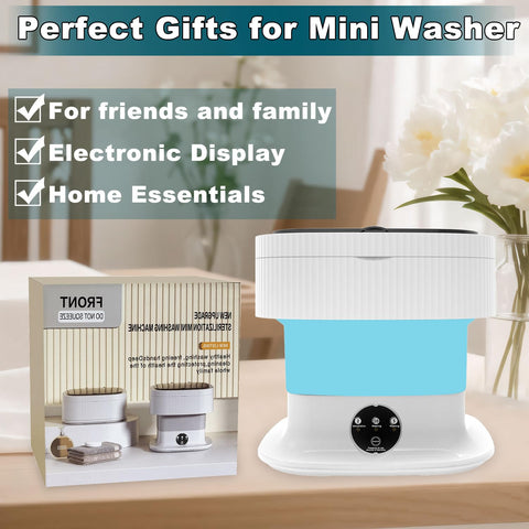 Mini Portable Washing Machine Small - 16L 60W Portable Mini Washing Machine with Spin, Mini Lavadora Portatil Washer Foldable, Small Washing Machine Portable Used for Travel Blue