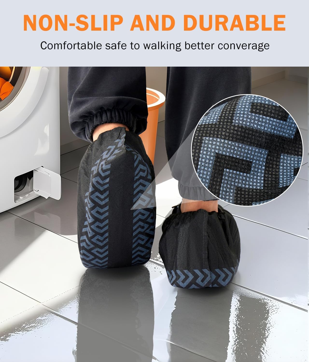 X-Large 100 Pcs Shoe Covers Disposable Non-Slip, Breathable Shoe Covers for Indoors, Slip-resistant, Durable, Non-Woven Booties for Shoes Covers,Stretchable Fits Up To13 US Men,Black