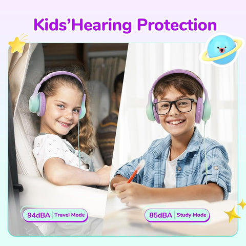 EarFun K3 Kids Headphones, Wired Kids Headphones with Mic for School/Travel