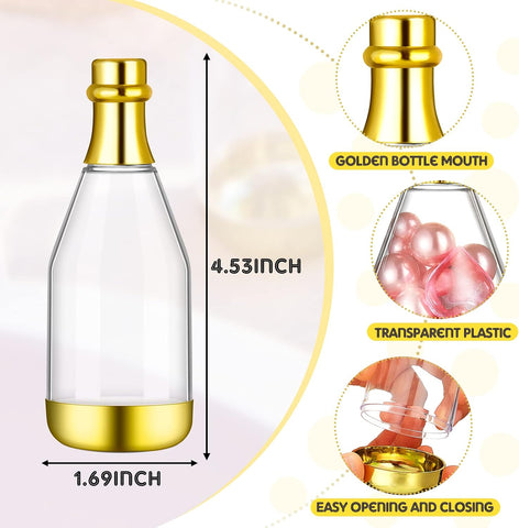 Cunhill 18 Pcs Mini Champagne Bottles Wedding Favors Bulk, Clear and Gold