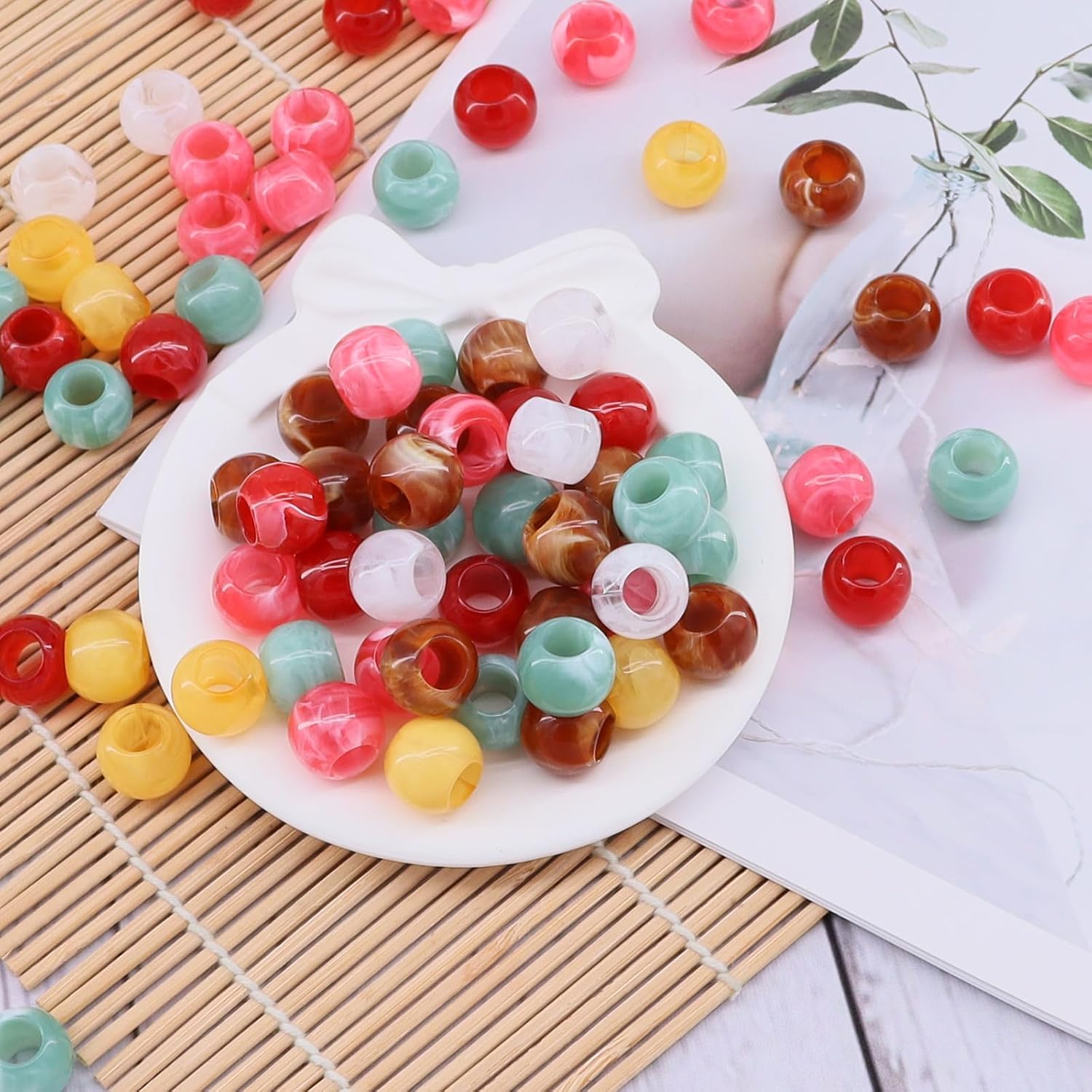 120PCS 14mm Acrylic Beads Transparent Colorful Mix Color Pop Autumn Beads for Craft DIY Project