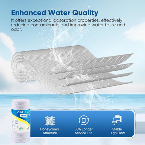 PUREPLUS 50 Micron 10 x 4.5 Whole House Water Filter for Well Water 3 Pack
