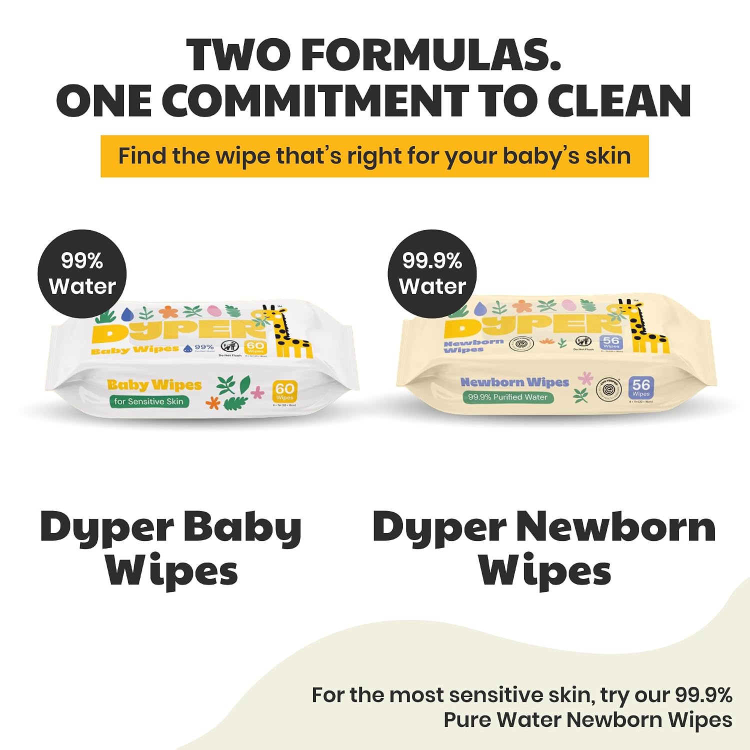 DYPER Baby Wipes 720 Count Hypoallergenic 99% Water Plant-Based Derm Tested