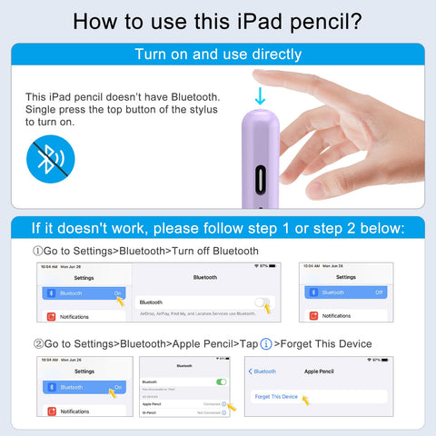 Stylus Pen for iPad, 13 mins Fast Charge for Apple iPad Pencil with Palm Rejection, Compatible with 2018-2024 iPad Air 3/4/5/6, iPad Mini 5/6, iPad 6/7/8/9/10, iPad Pro 11"/12.9"/13" (Purple)