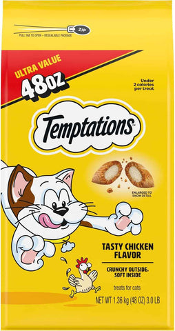 Temptations Classic Crunchy and Soft Cat Treats, Tasty Chicken, 48 oz