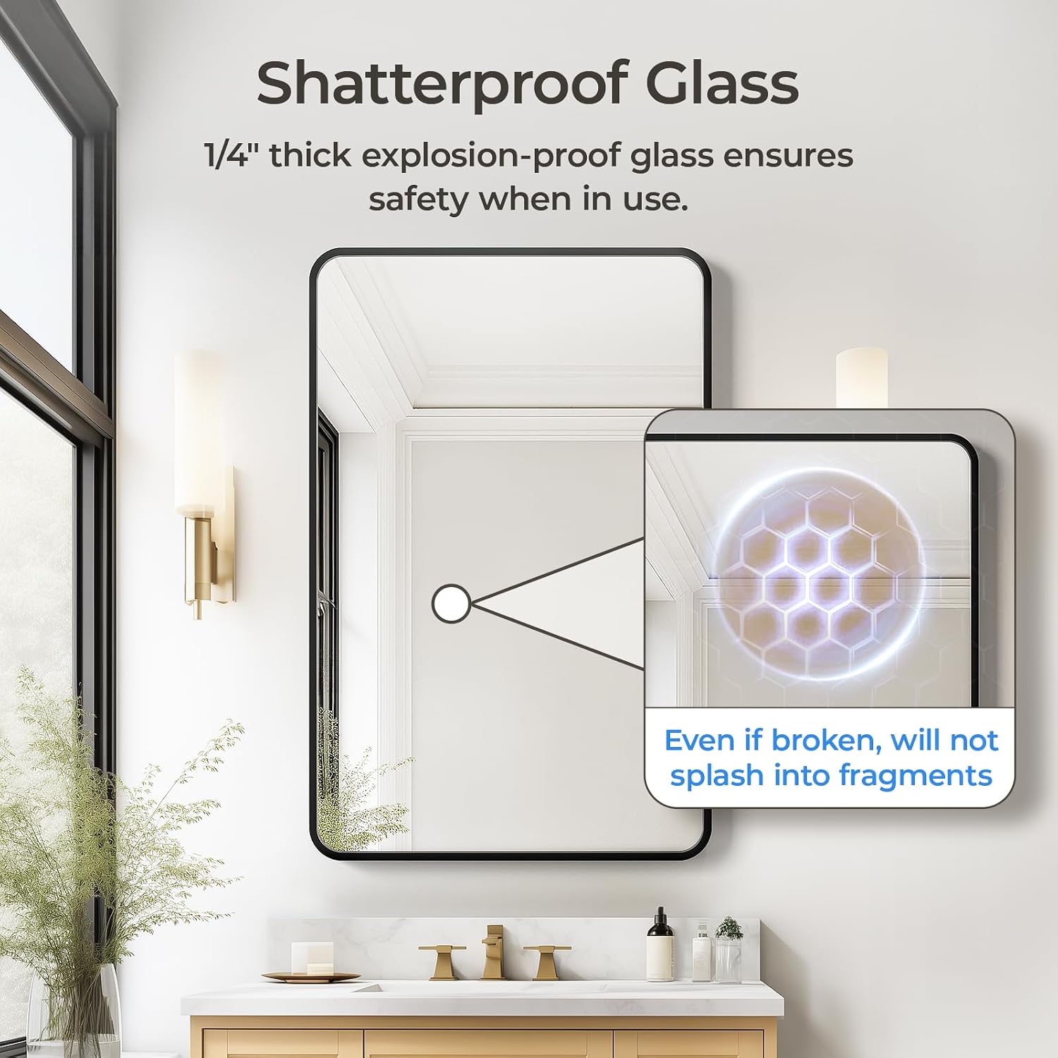 USHOWER Black Bathroom Mirrors for Over Sink 24 x 36 Inch