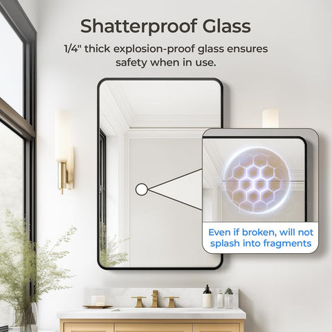 USHOWER Black Bathroom Mirrors for Over Sink 24 x 36 Inch