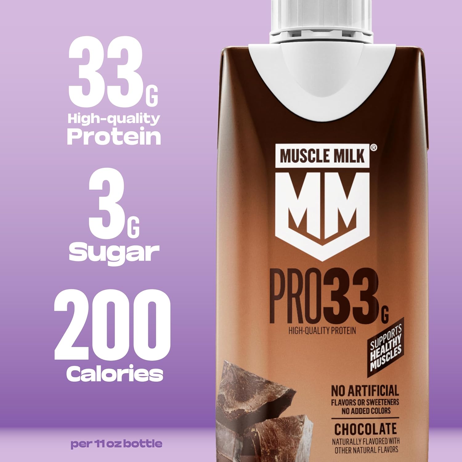 Muscle Milk Pro Liquid High Protein Shake, Chocolate, 11 Fl Oz (Pack of 12)