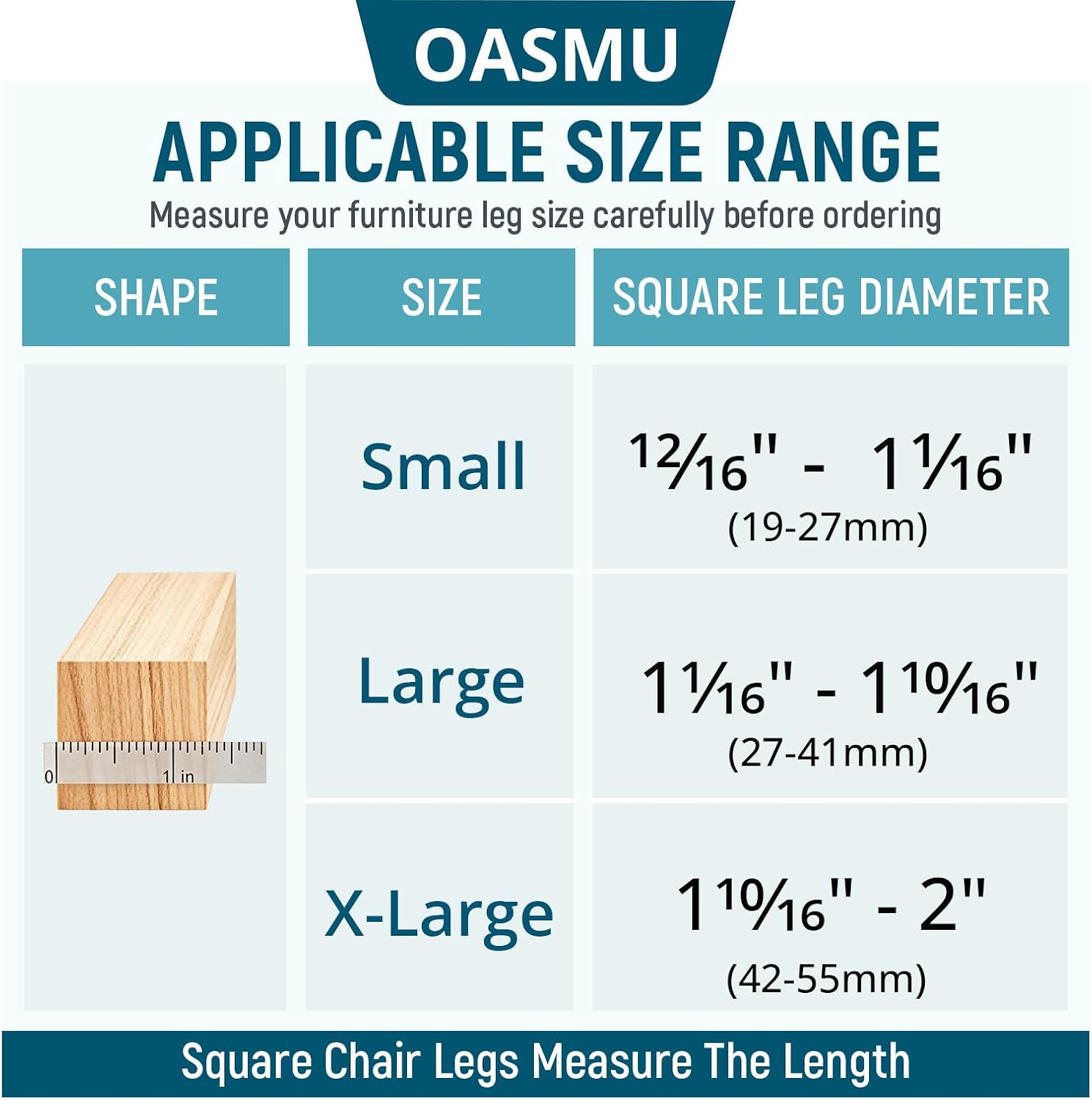 OASMU 32 Pcs Chair Leg Floor Protectors for Hardwood Floors Square