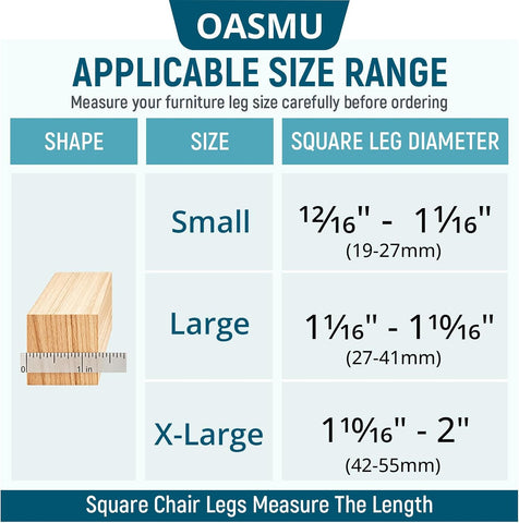 OASMU 32 Pcs Chair Leg Floor Protectors for Hardwood Floors Square