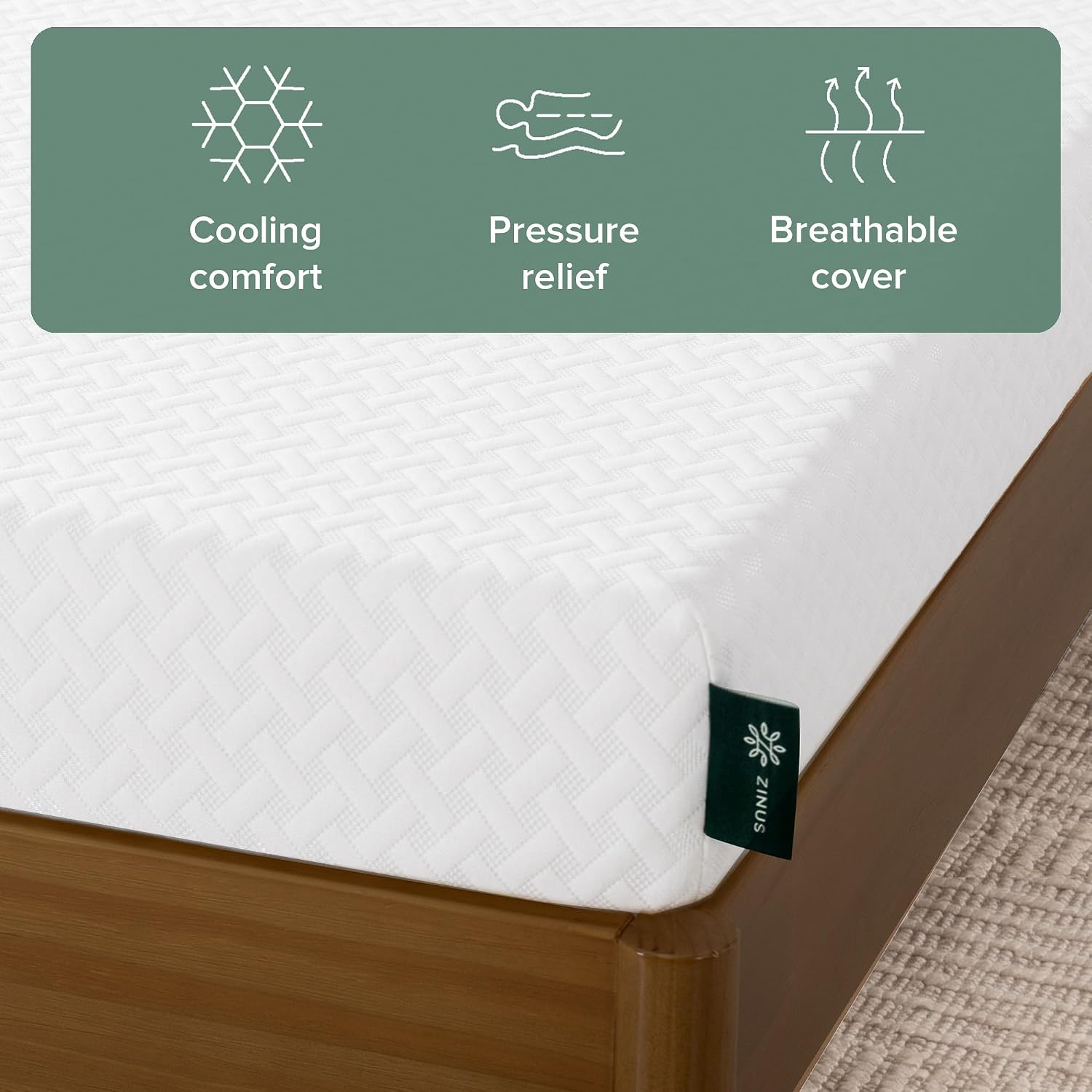 Zinus 5 Inch Twin Cooling Essential Memory Foam Mattress, Medium Feel