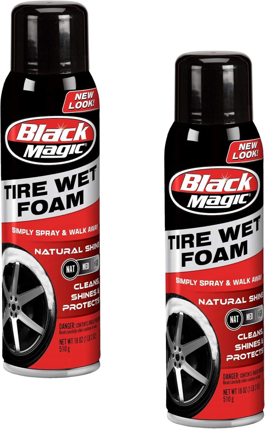 Black Magic 120269 Tire Wet Foam - Specially Formulated Thick Tire Spray Foam Clings to Tires to Dissolve & Clean Dirt while Shining & Protecting, 18 Fl. Oz. (Pack of 2)