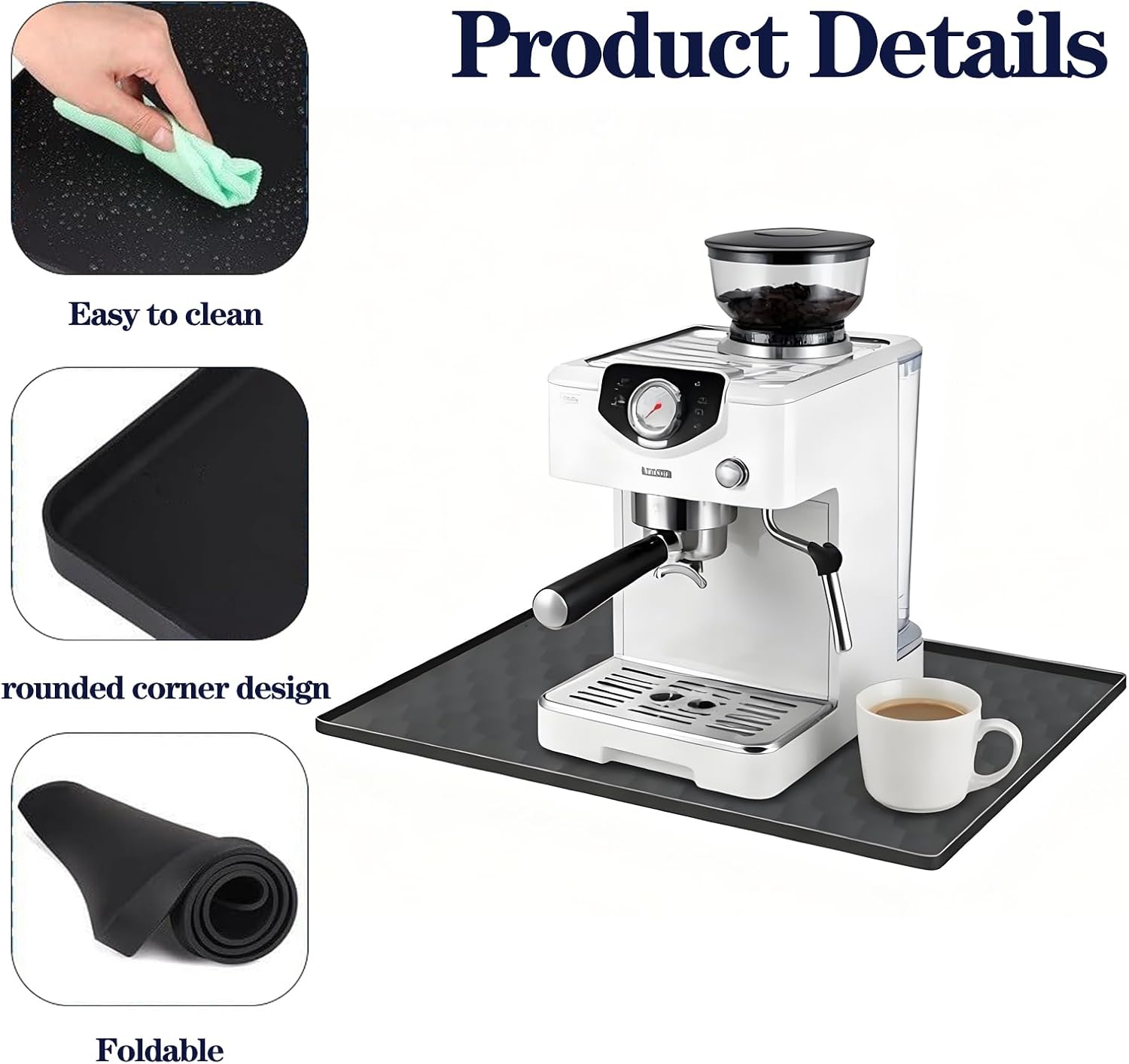 Dishwasher Drain Pan Mat,Black 24''x20'' Dishwasher Drip Tray with Raised Edge,Non-Slip Silicone Dishwashers Drain Pan Floor Mat,Anti-Leakage Dish Washer Tray for Mini Dish Washers