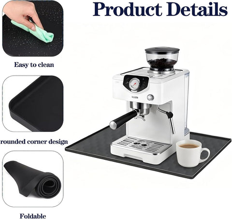 Dishwasher Drain Pan Mat,Black 24''x20'' Dishwasher Drip Tray with Raised Edge,Non-Slip Silicone Dishwashers Drain Pan Floor Mat,Anti-Leakage Dish Washer Tray for Mini Dish Washers