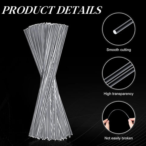 Zopeal 200 Pcs Acrylic Lollipop Stick Cake Pop Rod, 8 x 0.08 Inches, Clear