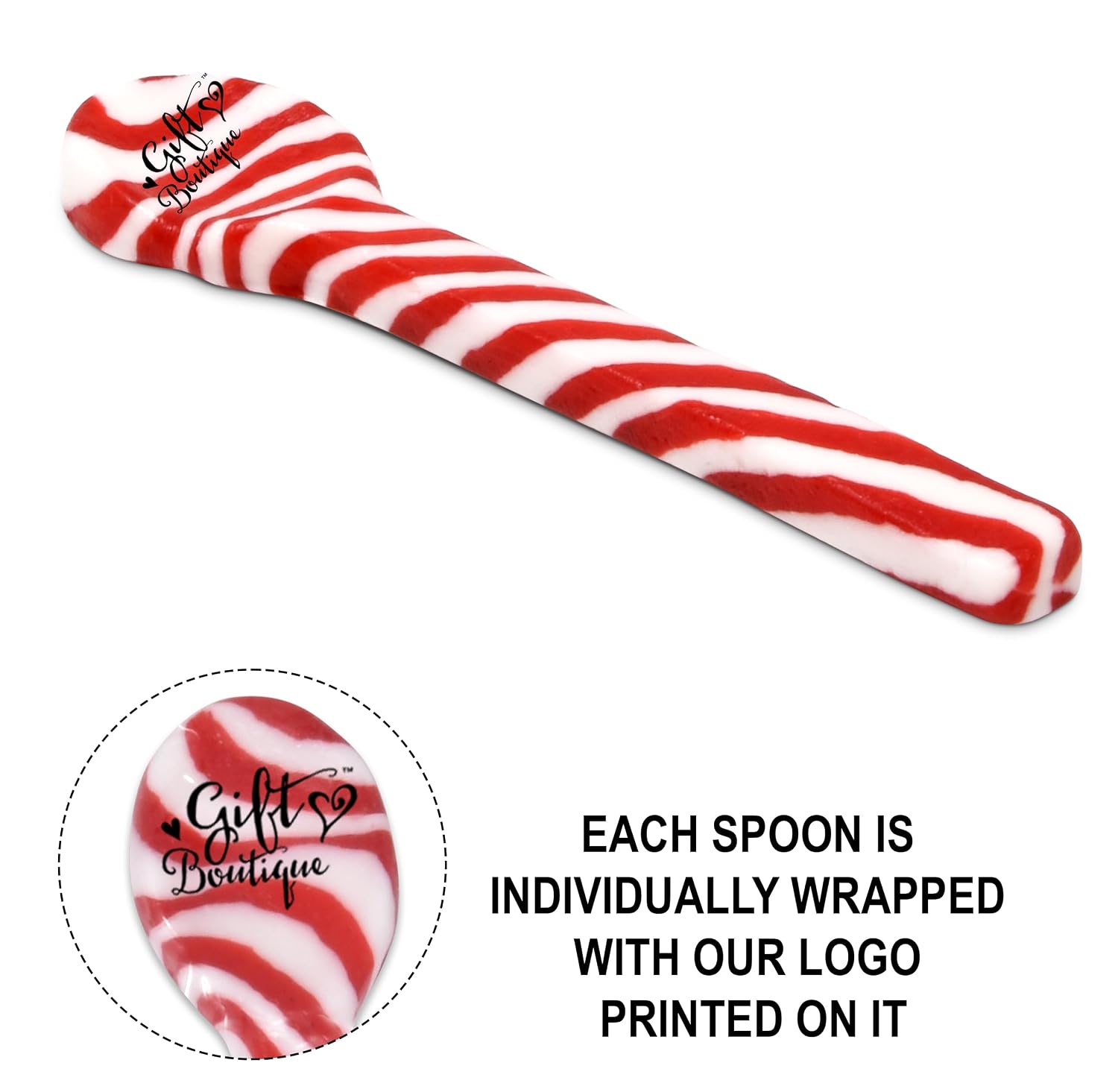12 Christmas Candy Cane Spoon Set Edible Peppermint Stirrer Mint Candy