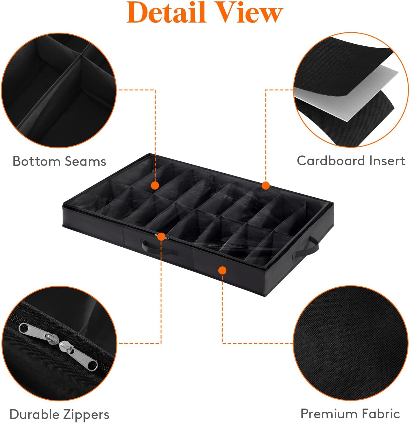 Lifewit Under Bed Shoe Storage Organizer 2 Pack(16 Shoes Cells+4 Boots Cells), 4.3 Inches Profile Fabric Shoes Container Box with Clear Cover, Foldable Storage Bag with 2 Handles, Fits 24 to 40 Pairs