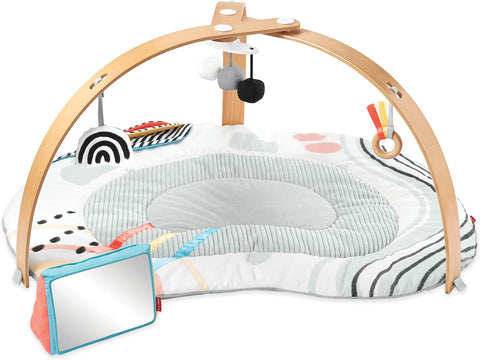 Skip Hop Baby Play Gym Montessori-Inspired 3-in-1 Sensory Tummy Time Activity Mat with 25+ Developmental Activities 4 Toys and 5 Parent Guide Cards with Stage-Based Activities Discoverosity Age 0-2y