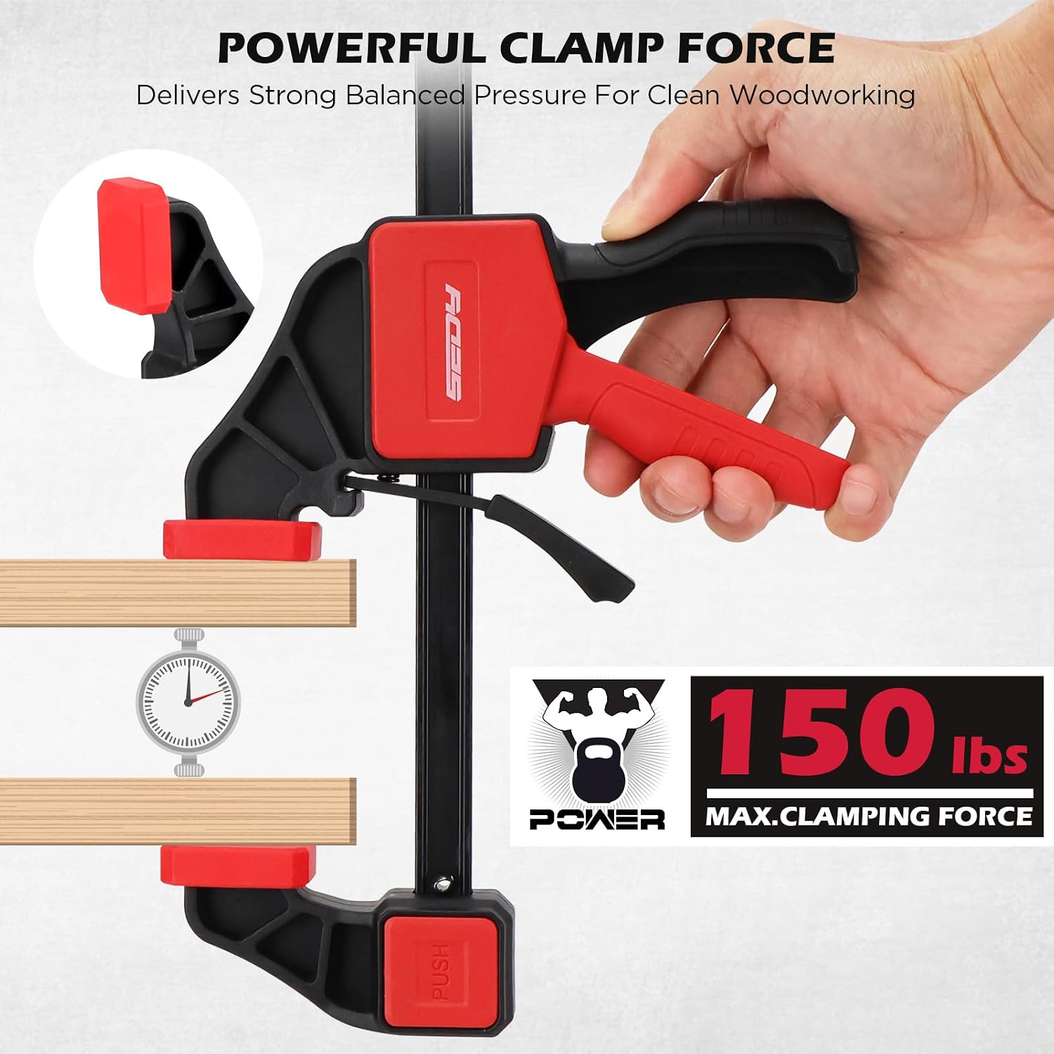 3-Pack 6 Inch Bar Clamps for Woodworking with Clamp Connector, 6" Quick-Release Wood Clamps with 150 LBS Load Limit, Trigger Clamp Set, One-Handed Clamps/Spreader Ideal for Woodworking DIY Projects
