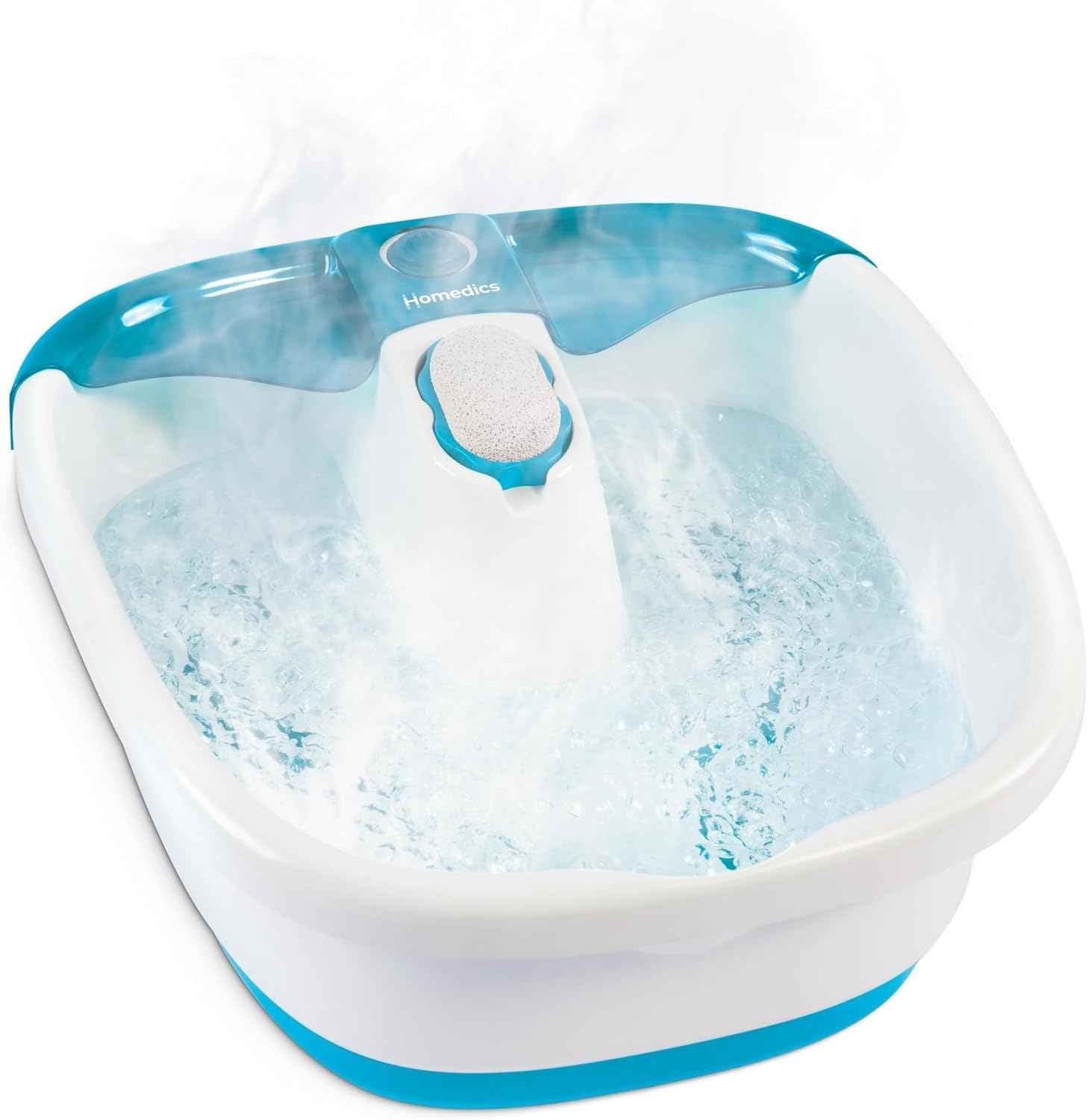 Homedics Bubble Mate Foot Spa, Toe Touch Controlled Foot Bath | with Invigorating Bubbles and Splash Proof, Raised Massage Nodes and Removable Pumice Stone