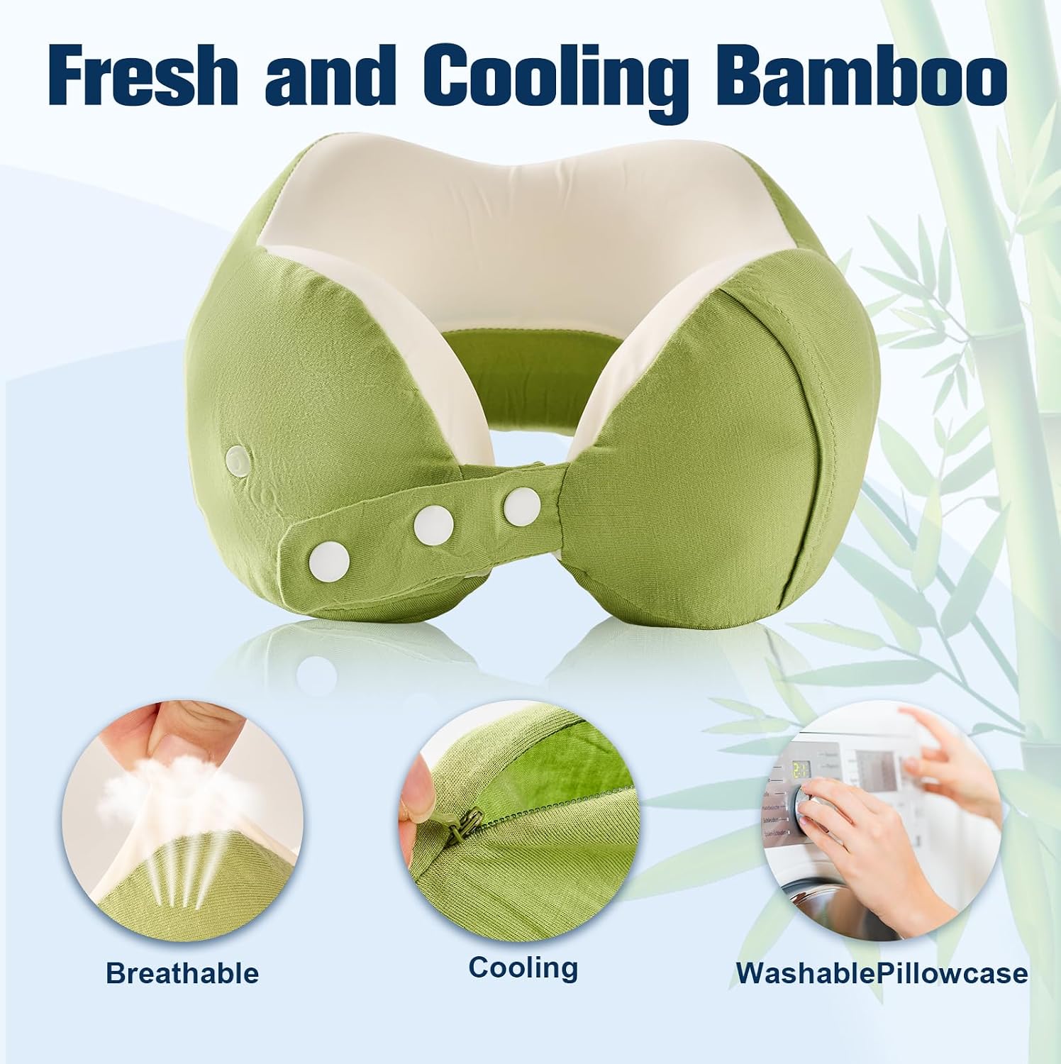 Cirorld Neck Pillow for Traveling, Travel Pillows for Airplanes Green