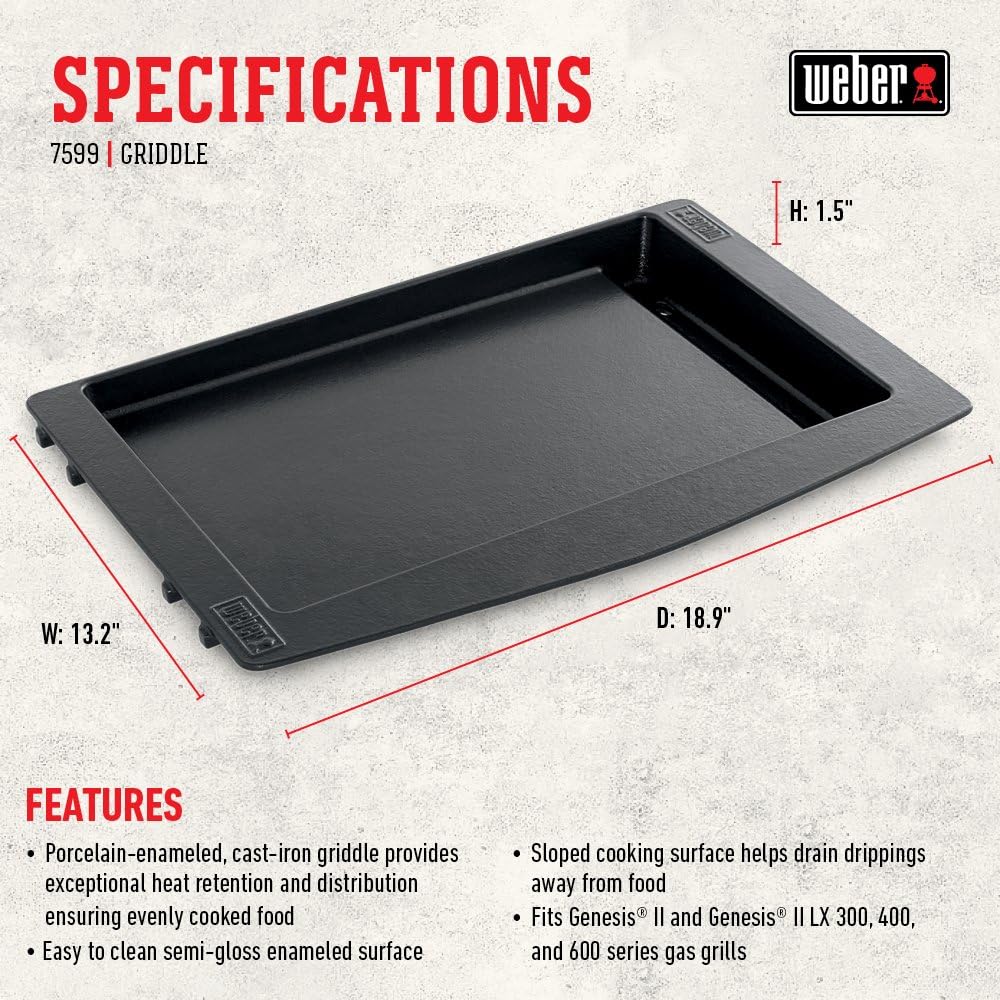 Weber® Genesis II Griddle Insert, Porcelain-Enameled Cast Iron