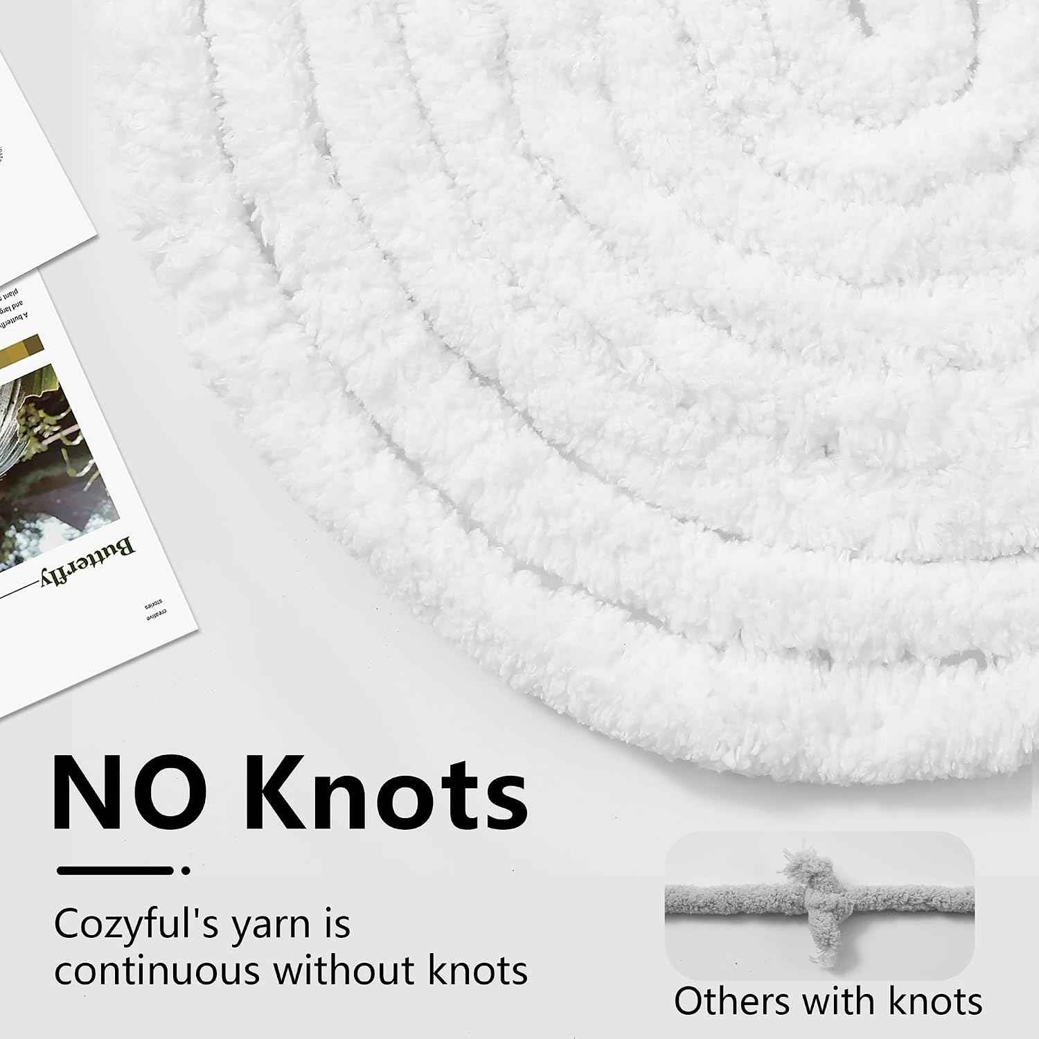 Cozyful Chunky Yarn for Hand Knitting - #10 Chunky Chenille Yarn, Jumbo Big Thick Chunky Yarns for Crocheting, Super Bulky Chunky Knit Blanket Yarns, 8 Skein (22 yds 8 oz Each Skein), Pure White