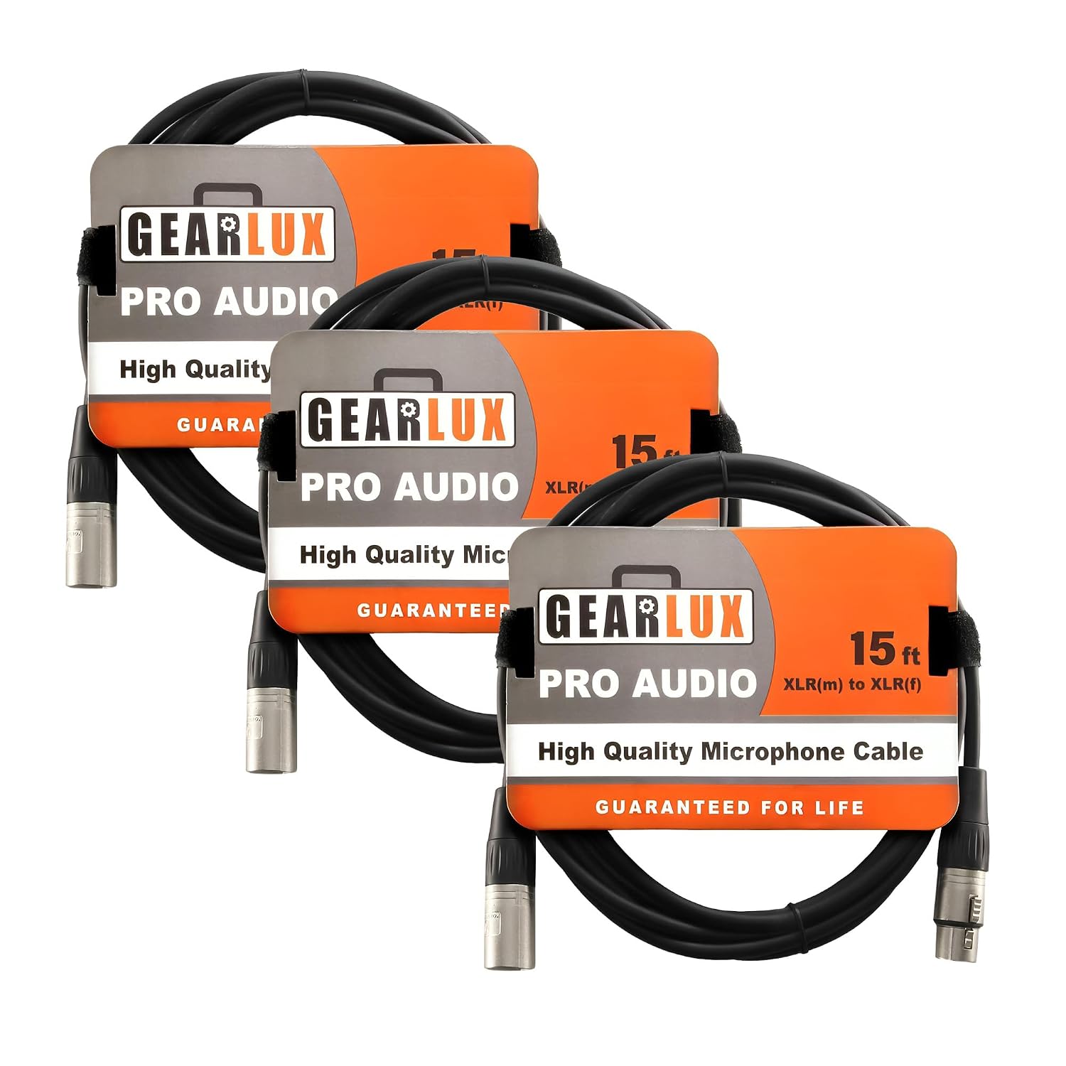 Gearlux XLR Microphone Cable, Fully Balanced, Male to Female, 25 Feet - Single Pack