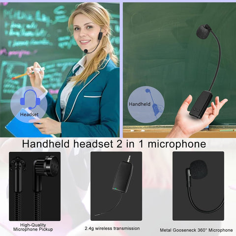 Wireless Headset Microphone System Professional: 2.4G Cordless Head Mic