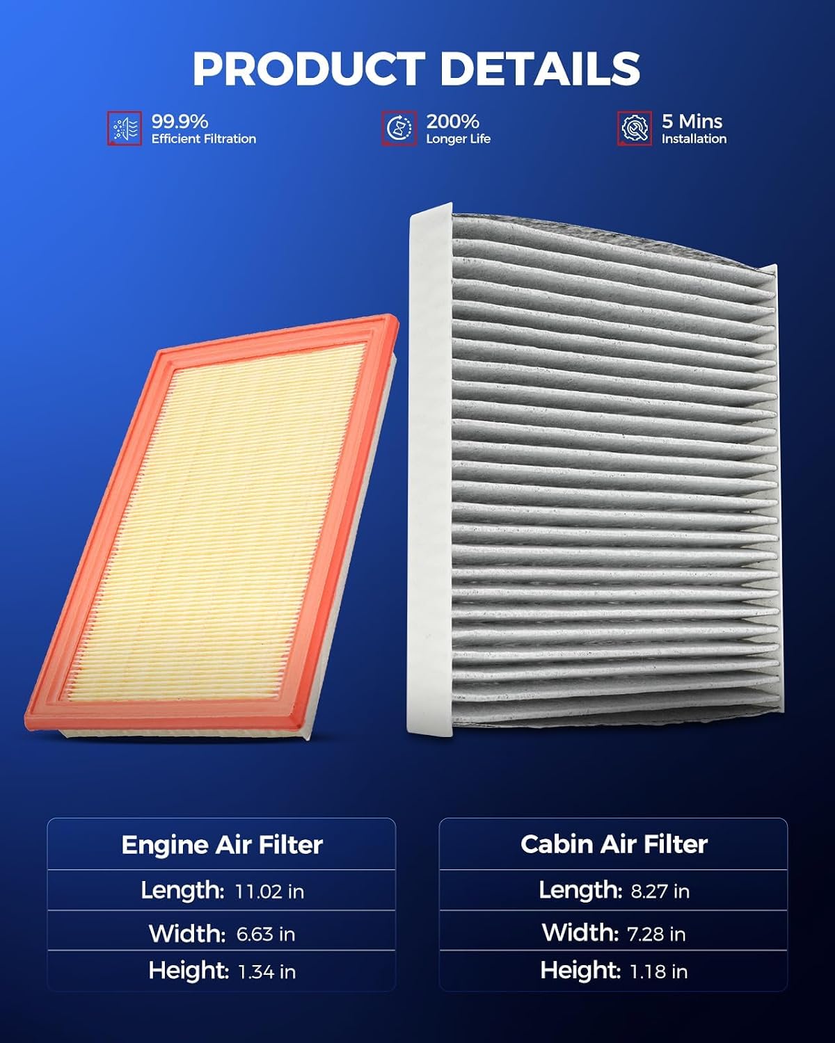 KAX CA4309 CF10377 Engine & Cabin Air Filter for Subaru, Saab