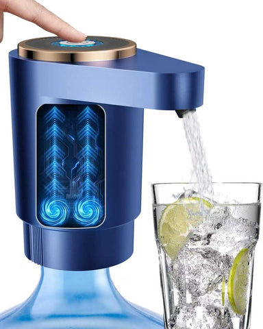 Water Jug Pump for 5 Gallon Bottle – Portable Electric USB-C Charging Dispenser, Dual Powerful Motors, Fast Flow, Fits 2-5 Gallon Jugs – Ideal for Home, Office, Camping, RV, Blue
