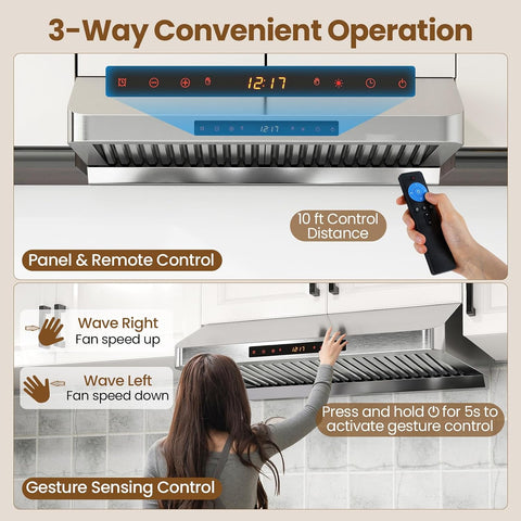 ARLIME Range Hood 30 Inch Under Cabinet, 900 CFM Kitchen Stove Vent