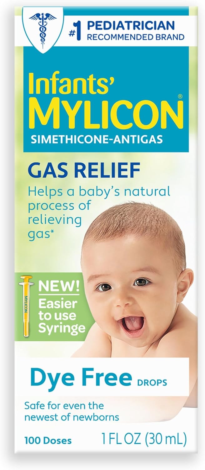 MYLICON Infant and Baby Gas Relief Drops, Dye-Free, 1 Oz (Updated Syringe)