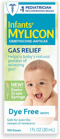 MYLICON Infant and Baby Gas Relief Drops, Dye-Free, 1 Oz (Updated Syringe)