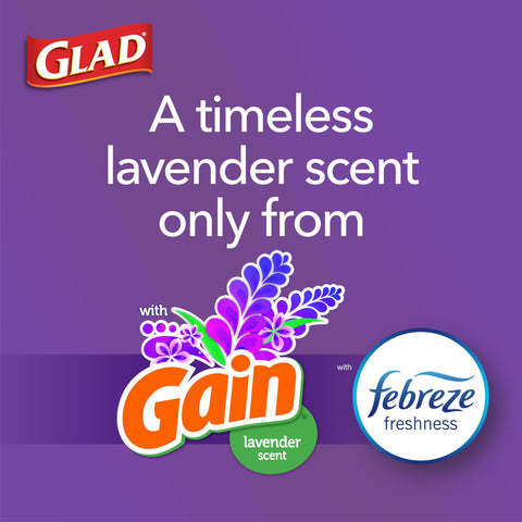 Glad ForceFlex Tall Kitchen Trash Bags, 13 Gal, Gain Lavender with Febreze, 80 Ct (Pack May Vary)