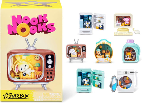 STARBOX Nook Nooks Series 1 Blind Box Collectible Mini Collectible Animal Figurines with Themed Scenes and Surprise Accessories, Toy for Ages 3+.