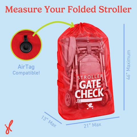 J.L. Childress Gate Check Travel Bag for Single & Double Strollers, Red