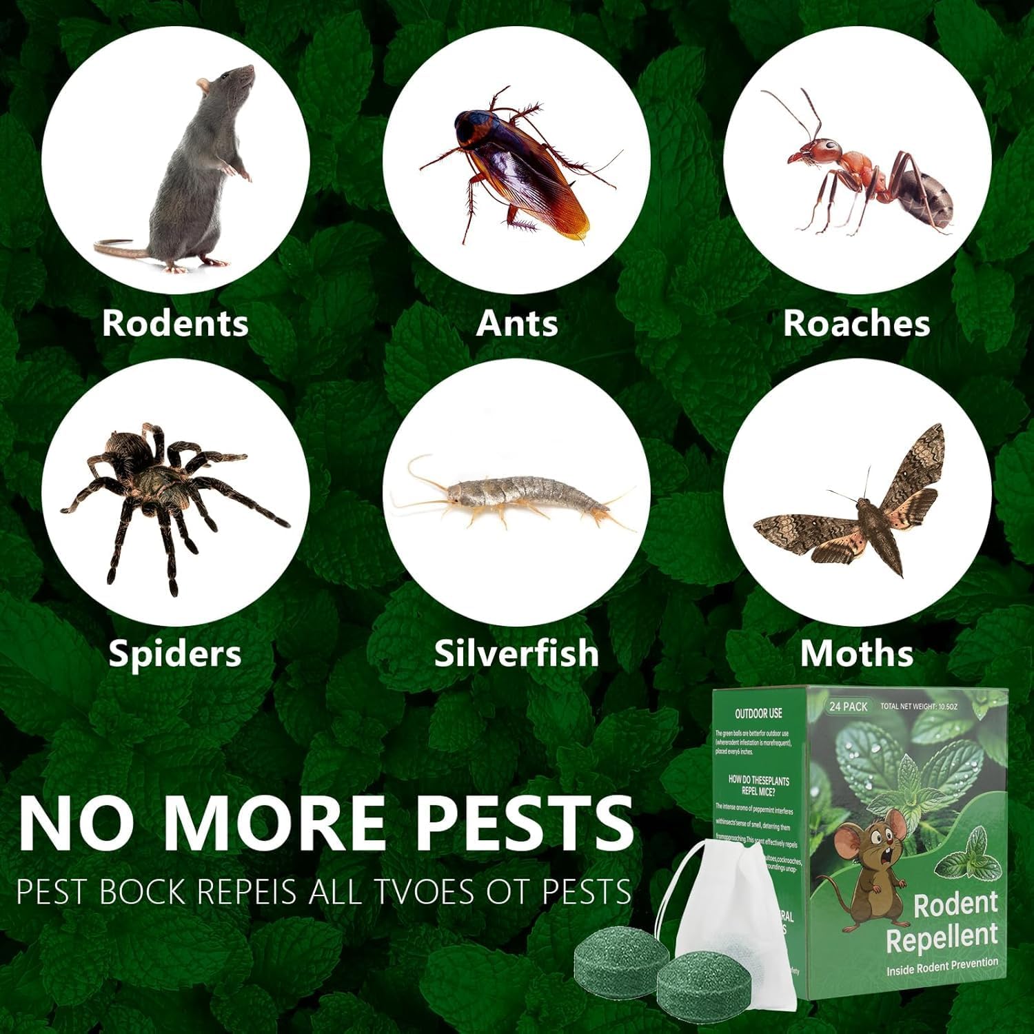 Mouse Rodent Repellent, 48 Pack Peppermint Lemon Oil Mice Repellent for Squirrel Rats Spider Pests, Natural Deterrent for Kitchen, Warehouse, Car, Indoor, Outdoor, Safe for Pets Family