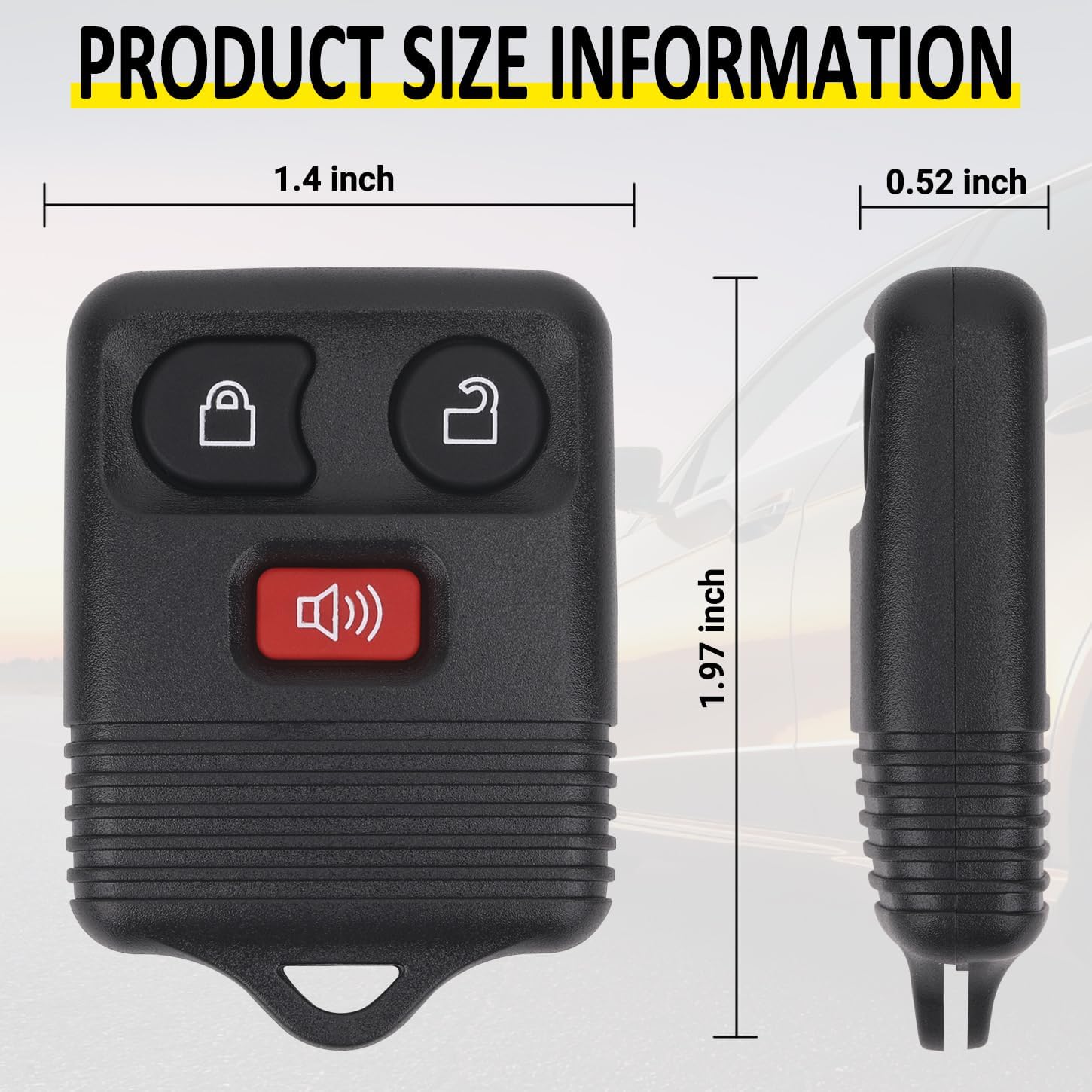Vurkcy Keyless Entry Remote Key Fob Compatible with Ford F150 F250 F350 Escape Expedition Explorer Ranger, Lincoln, Mercury, Mazda and More, Replacement for CWTWB1U331 CWTWB1U345, 3 Button (Pack of 2)