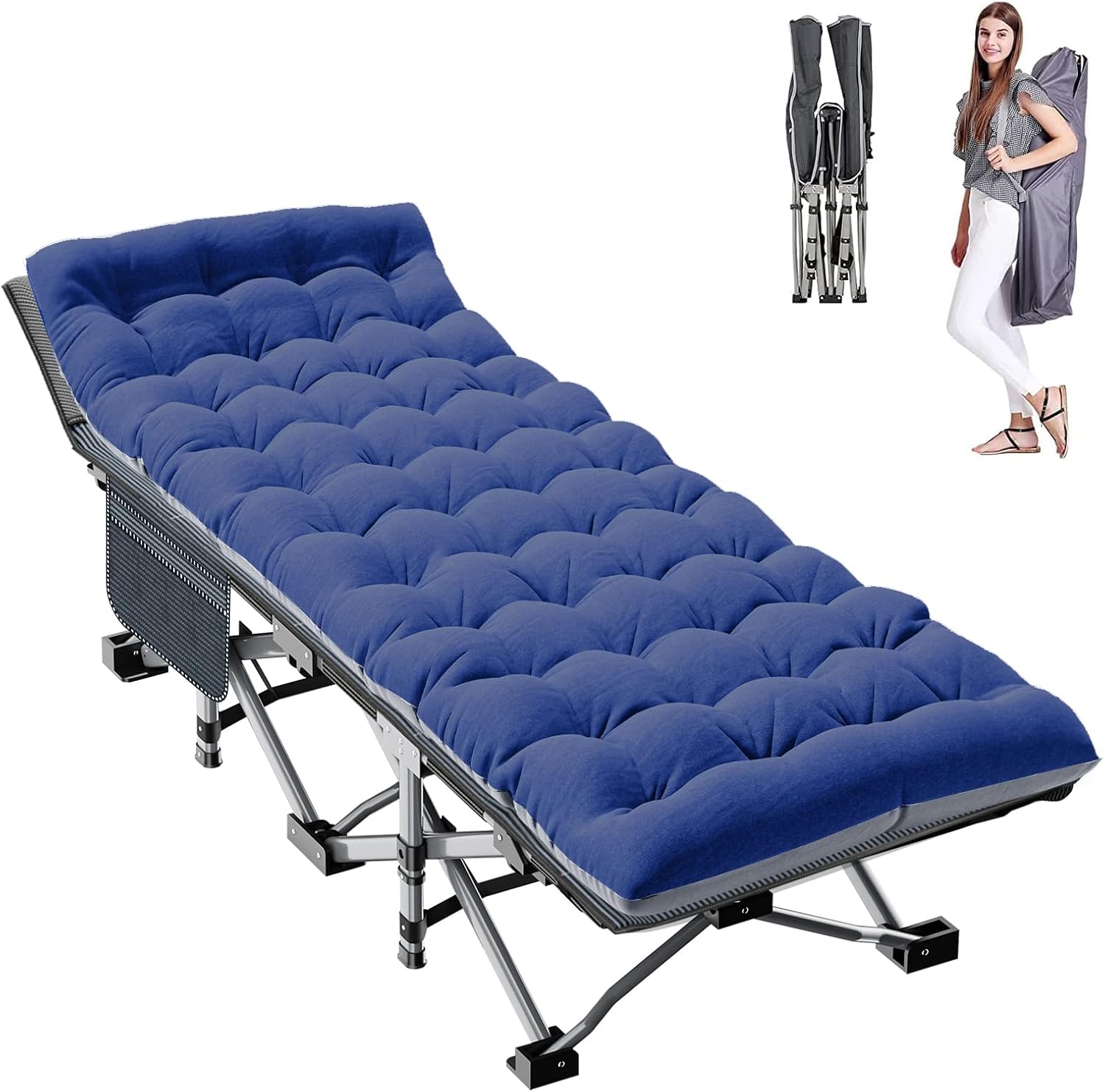 ABORON Camping Cot for Adults, 28 in Wide Folding Bed with Mattress