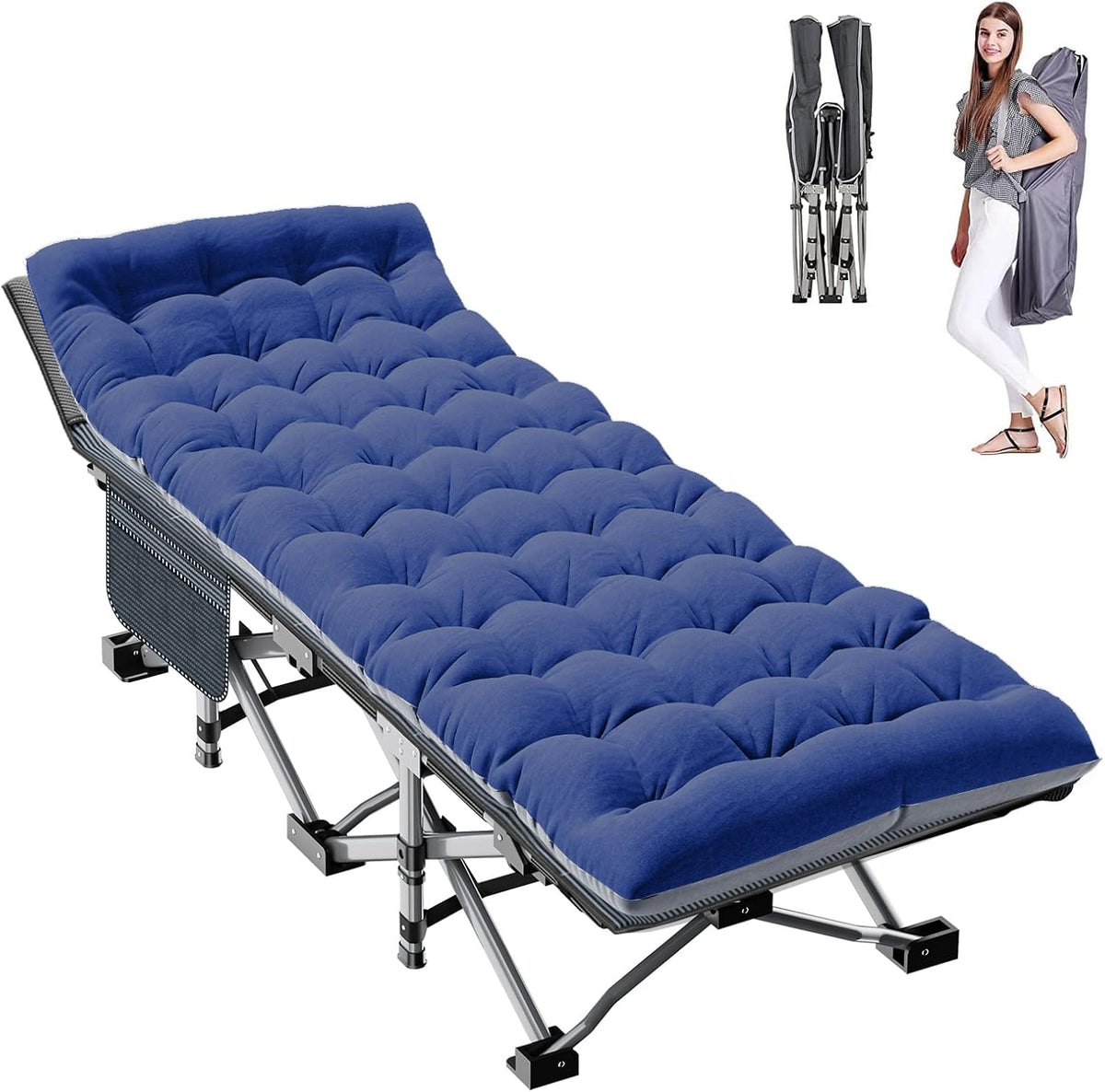 ABORON Camping Cot for Adults, 28 in Wide Folding Bed with Mattress