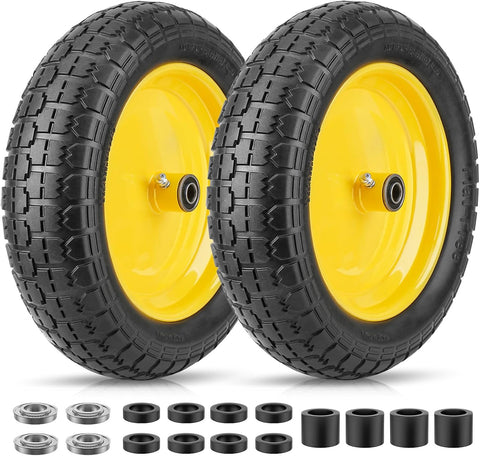 TICONN 4.80/4.00-8 Tire, 16" Flat Free Wheelbarrow Tire and Wheel