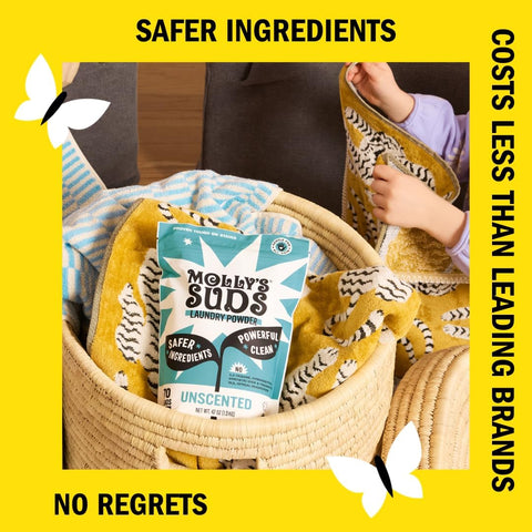 Molly's Suds Original Laundry Detergent Powder | Clean Laundry Detergent Powder for Sensitive Skin | Simple, Effective Ingredients, Stain Fighting | 240 Loads (Unscented)