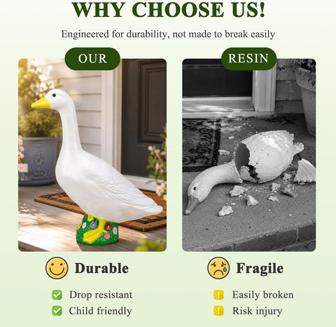 23 Inch Large Porch Goose Statue - PE Plastic Outdoor Goose Decor for Lawn, Yard, & Garden Decoration, Unique Housewarming Birthday Graduation Gifts for Women Mom Grandma